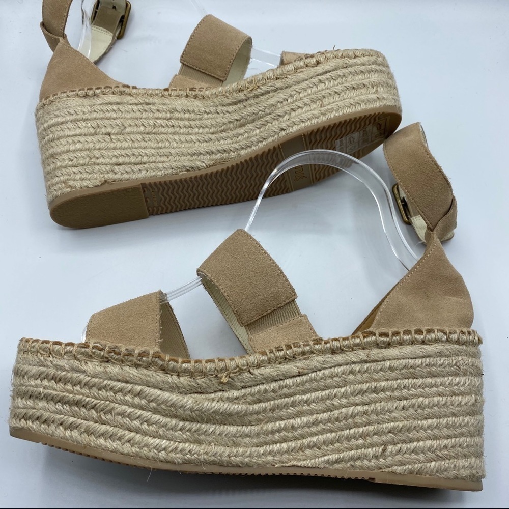 Soludos Argos Tan‎ Suede Platform wedges Ankle Strap - Picture 5 of 8
